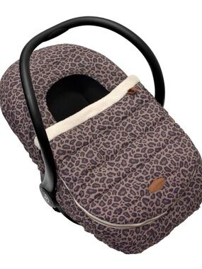 JJ Cole Car Seat Canopy Cover Bundle Me— Leopard Print with Sherpa Fleece Lining